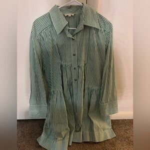 Elan Green and White Striped Dress